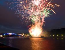 Fireworks With Reflections Stock Photography Fireworks With Reflections Stock Photography