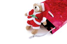 Santa Teddy With His Gift Bag Stock Photos Santa Teddy With His Gift Bag Stock Photos