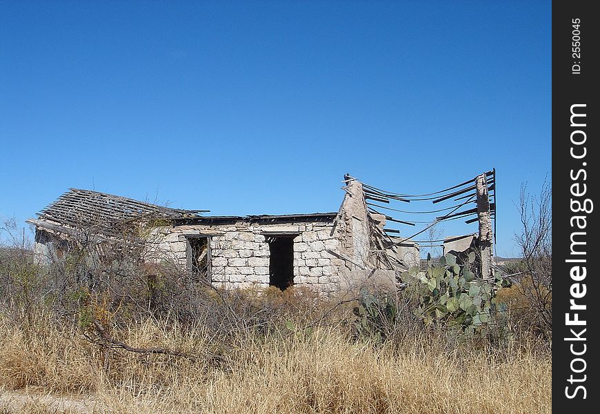 One of the few remaining houses in a ghost town in West Texas.