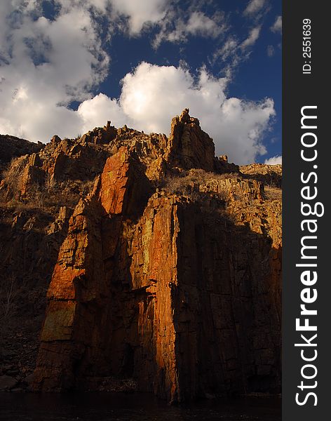 Cathedral of Rock is along the Poudre River in Colorado. This rock ledge has been chiseled out to give this a natural Cathedral feel