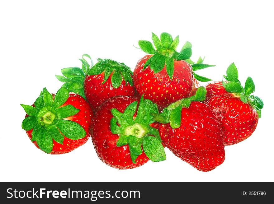 Fresh strawberries over white background