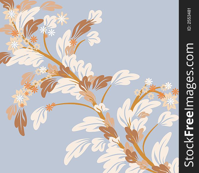 Background with floral ornaments and branches. Background with floral ornaments and branches