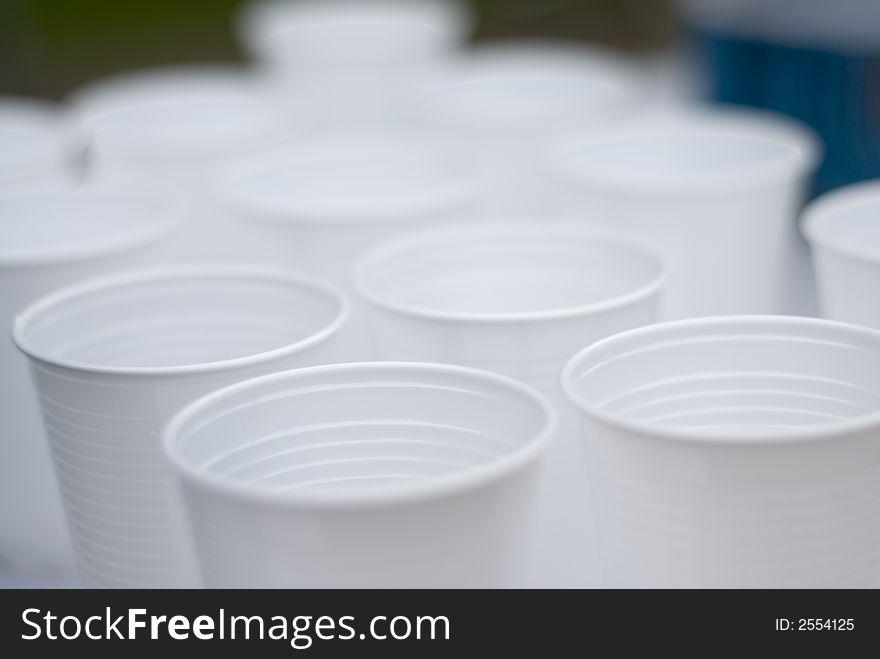 Fresh water in cups is ready for use for athletics. Fresh water in cups is ready for use for athletics