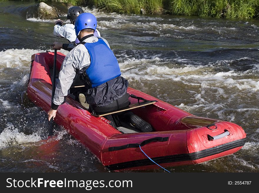 Wild water training in an inflatable boat