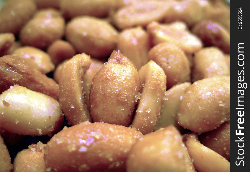 Extreme close-up of salted nuts. Extreme close-up of salted nuts.