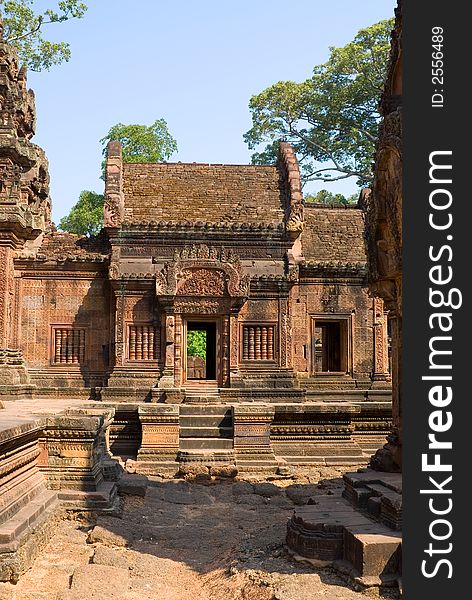 Banteay Srey temple door, Angkor, Cambodia. Banteay Srey temple door, Angkor, Cambodia