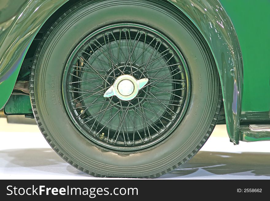 Close up of the wheel of an old classic car. Close up of the wheel of an old classic car