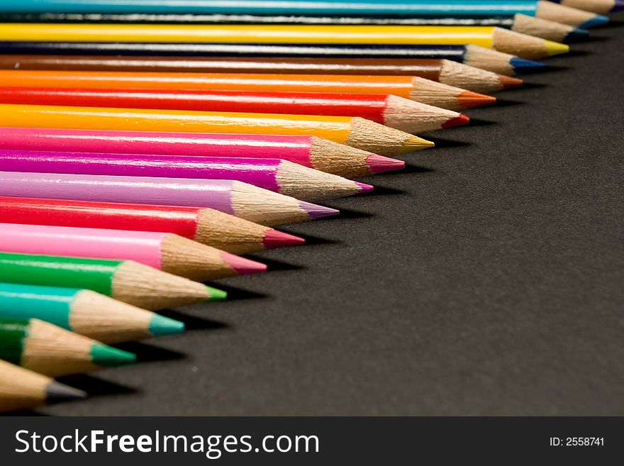 Wood color pencils diagonal row