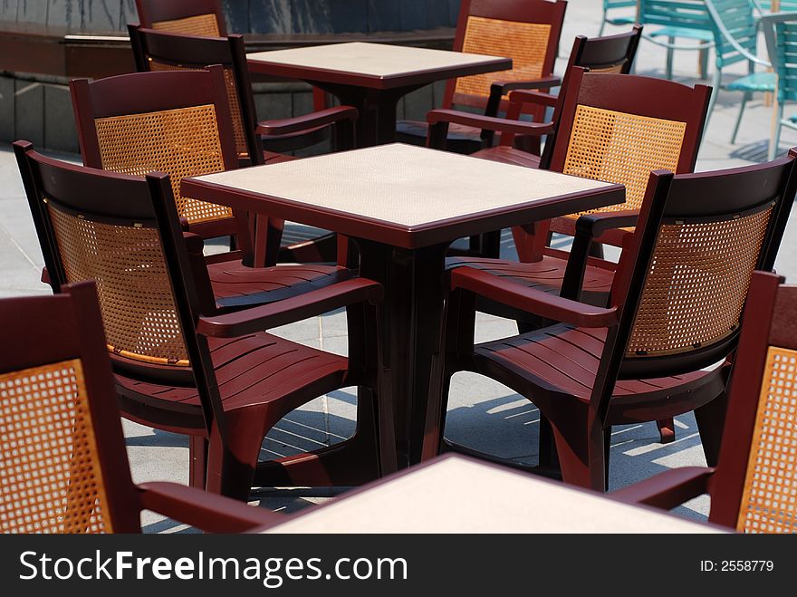 Chair and table in the cafe