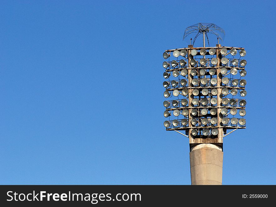 Stadium lighting tower in the skies