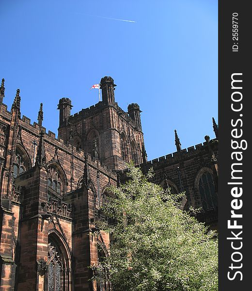 View of Chester Anglican Cathedral in England UK