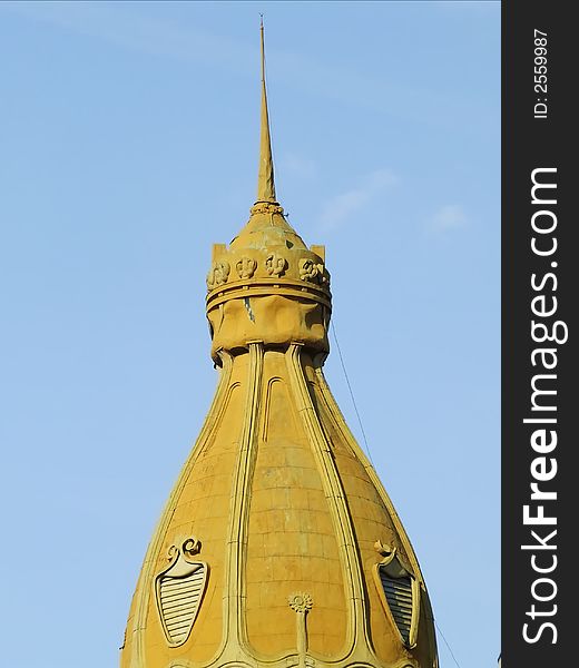 Yellow tower on blue skye