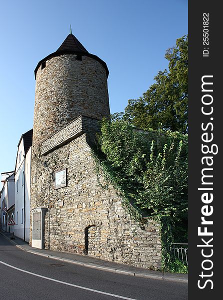 Old stone tower, defensive tower city, watch-tower