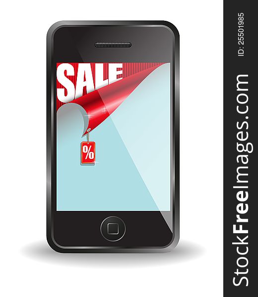 Message on sale on the screen of the cell phone