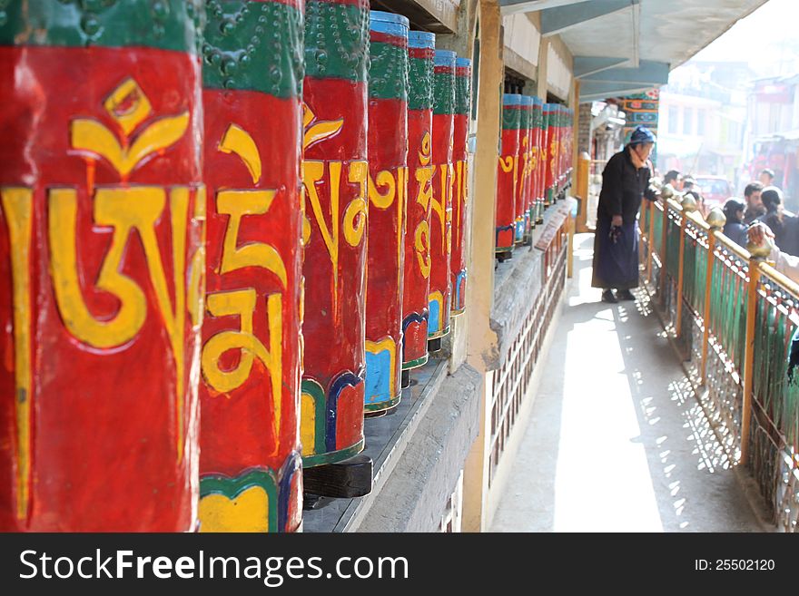 Tibetan Buddhist Prayer Wheels in McLeod Gang Dharamshala