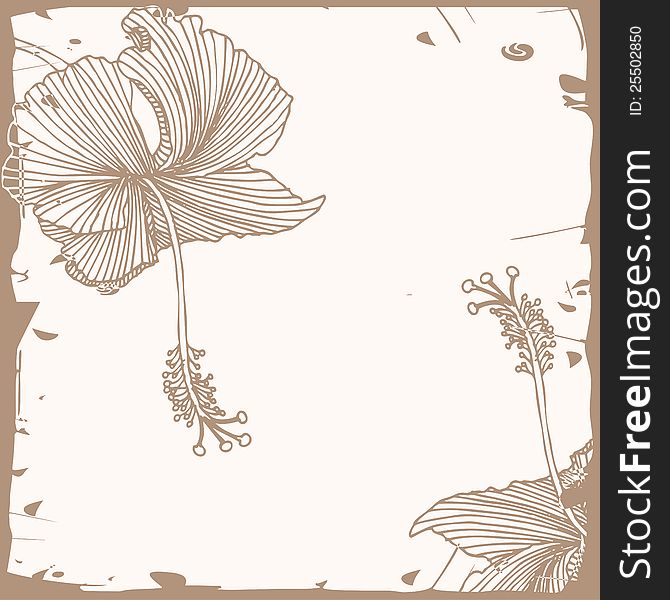 Floral hibiscus background- brown and light brown combination