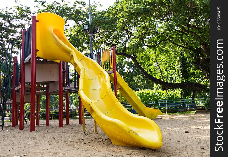 Slide for children in public playground. Slide for children in public playground