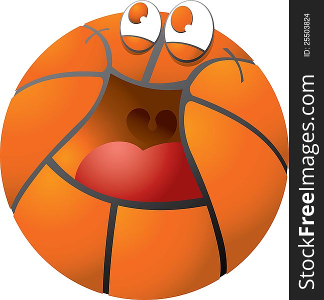 Happy cartoon mascot basket ball. Happy cartoon mascot basket ball