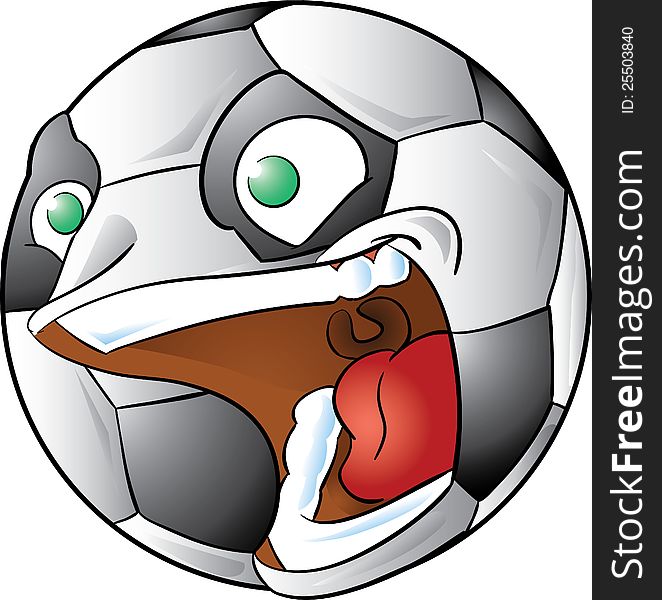 Screaming and flying soccer ball. Screaming and flying soccer ball