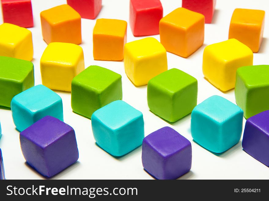 Colorful cubes with paste on isolated background