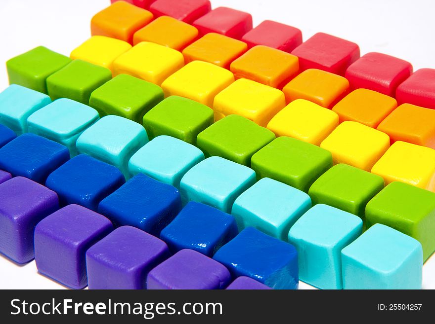 Colorful cubes with paste lay out in to background