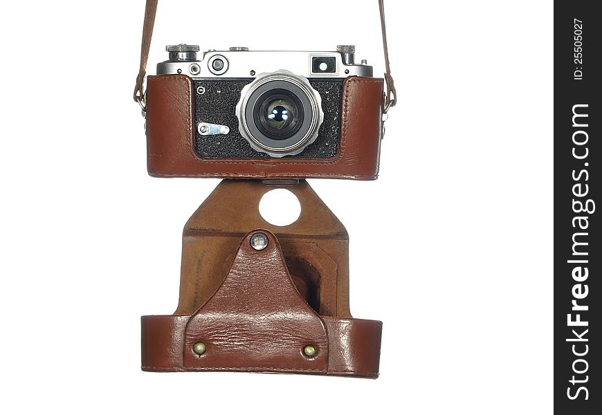 Classic Vintage Camera In A Leather Cover