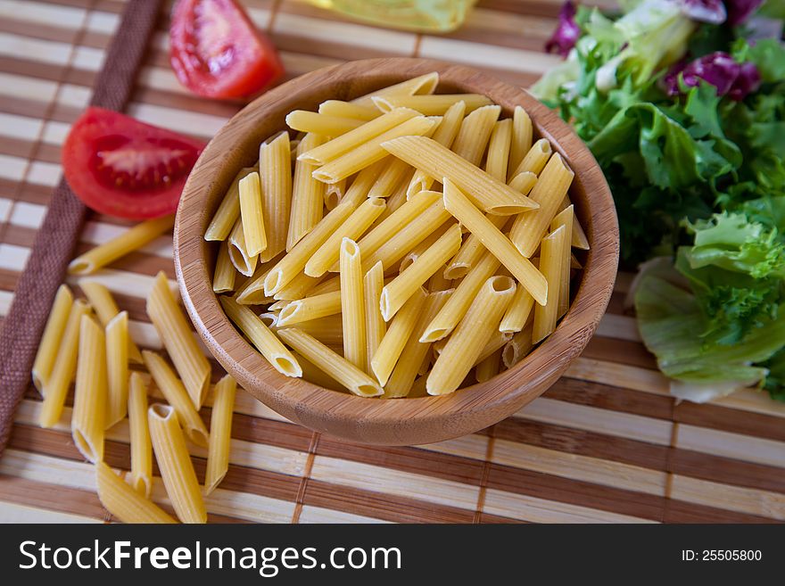 Uncooking Italian Pasta In Bowl