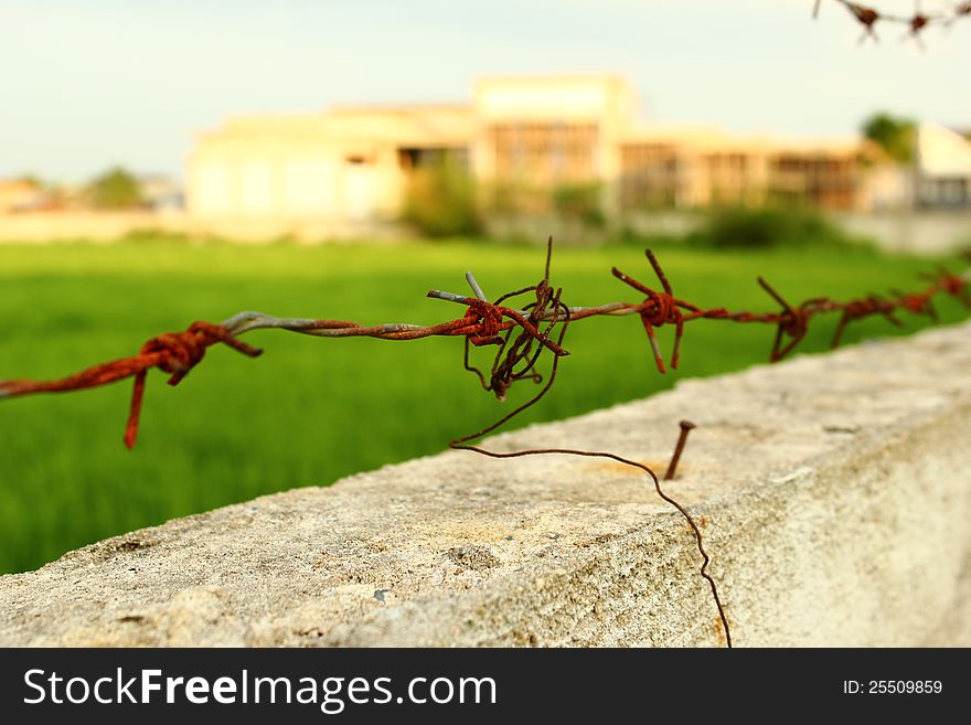 Wire fence capable of keeping the town. Wire fence capable of keeping the town