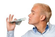 A Young Businessman With Russian Money The Hands Stock Image
