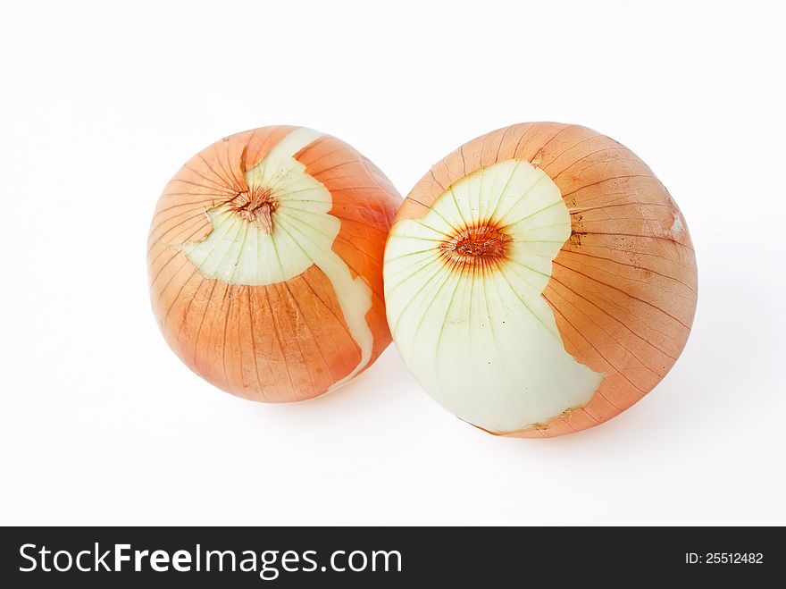 Fresh Onions Vegetables Isolated On White Backgrou
