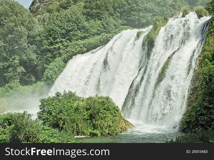 The second jump of the marmore waterfall, terni, umbria, italy. The second jump of the marmore waterfall, terni, umbria, italy