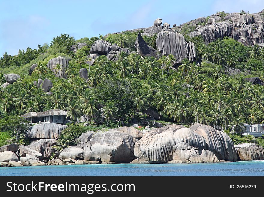A variety of rocks Seychelles unusual and amazing form