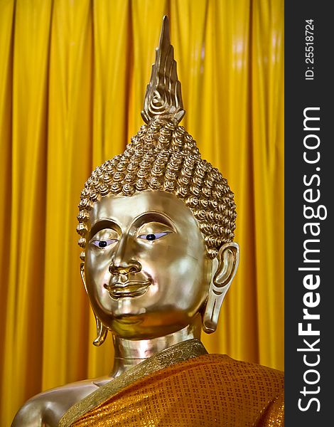 Golden Buddha image with smiling face, Bangkok, Thailand. Golden Buddha image with smiling face, Bangkok, Thailand