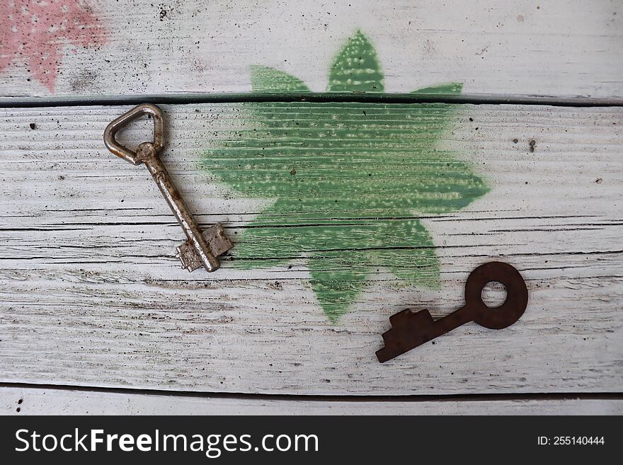 Light background, textures and a beautiful pattern with keys