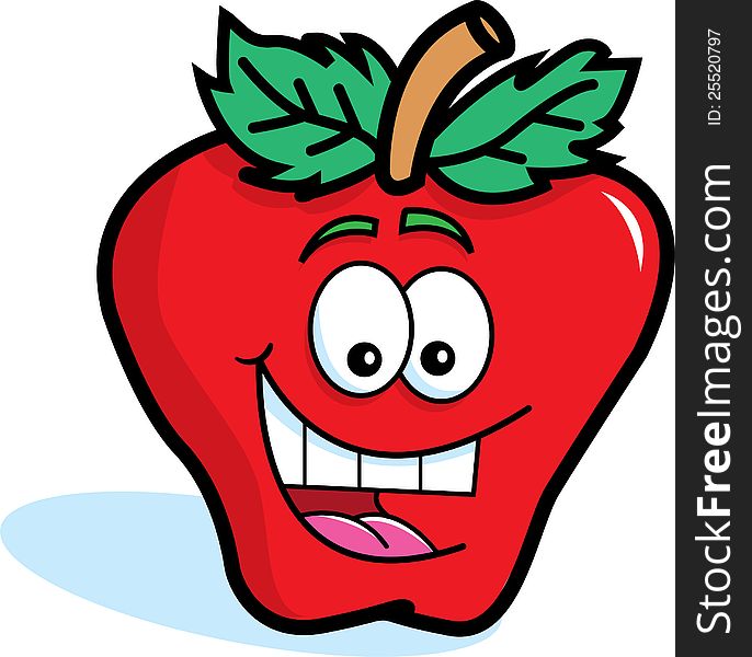 Cartoon Illustration of a Red Apple. Cartoon Illustration of a Red Apple