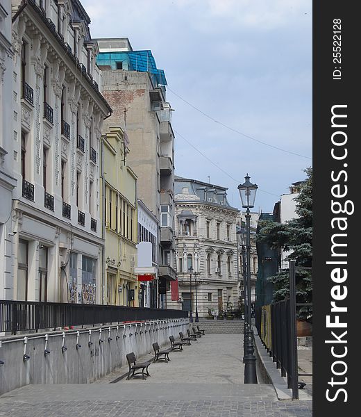 Pedestrian street in old center of Bucharest. Pedestrian street in old center of Bucharest