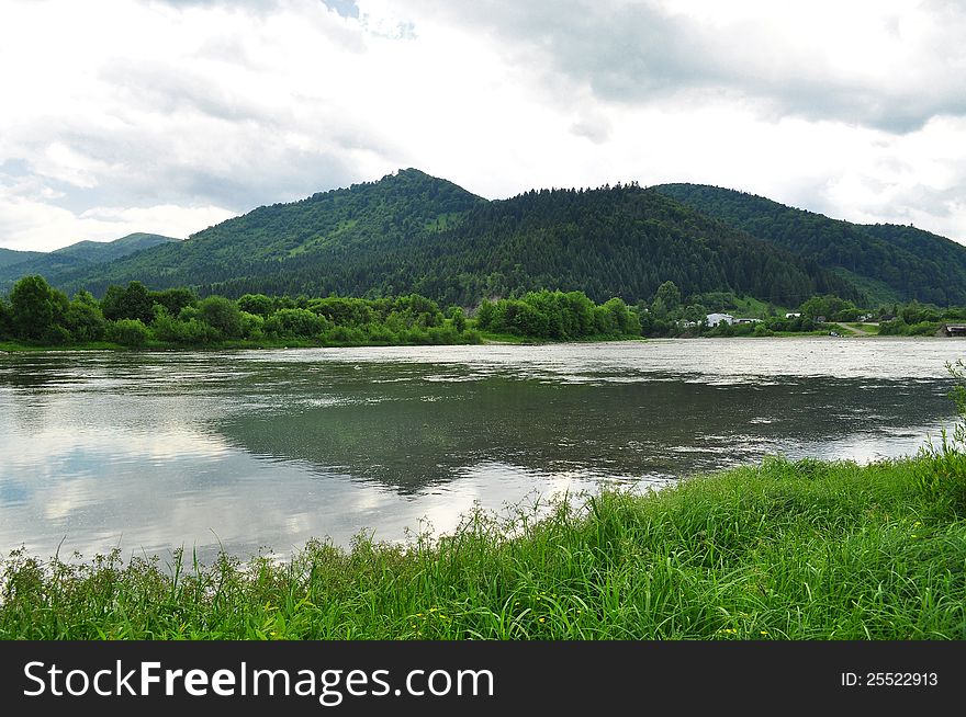Carpathians and the beautiful scenery of the river Stry. Carpathians and the beautiful scenery of the river Stry