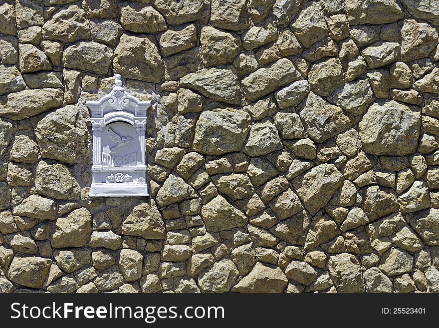 Postbox on the stone wall in Rio De Janeiro. Postbox on the stone wall in Rio De Janeiro