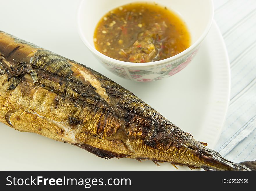 Fish grilled , Saba barbecue sause