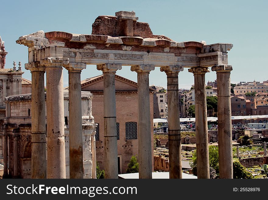 View over the ruins of the Roman Forum, Rome, Italy