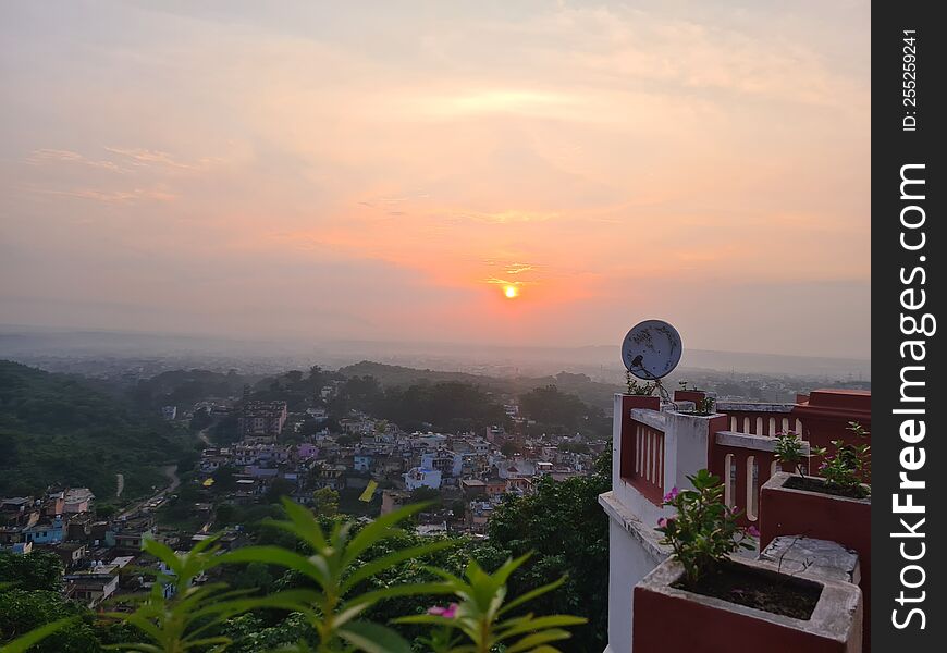 Sunrise And View Of Nature In Morning.