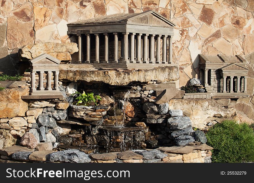 Artificial waterfall in the Greek style. Artificial waterfall in the Greek style.