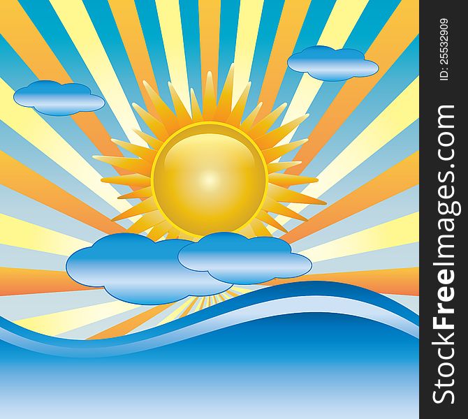 Sun With Cloud Vector