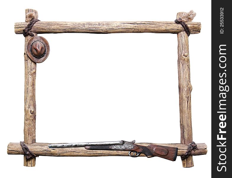 Wooden frame for hunter isolated on white background