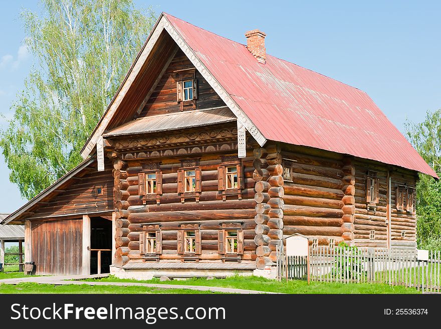 Two-storey wooden house of a wealthy farmer. Suzdal. Russia.