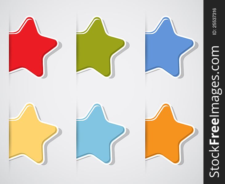 Set of color paper stars