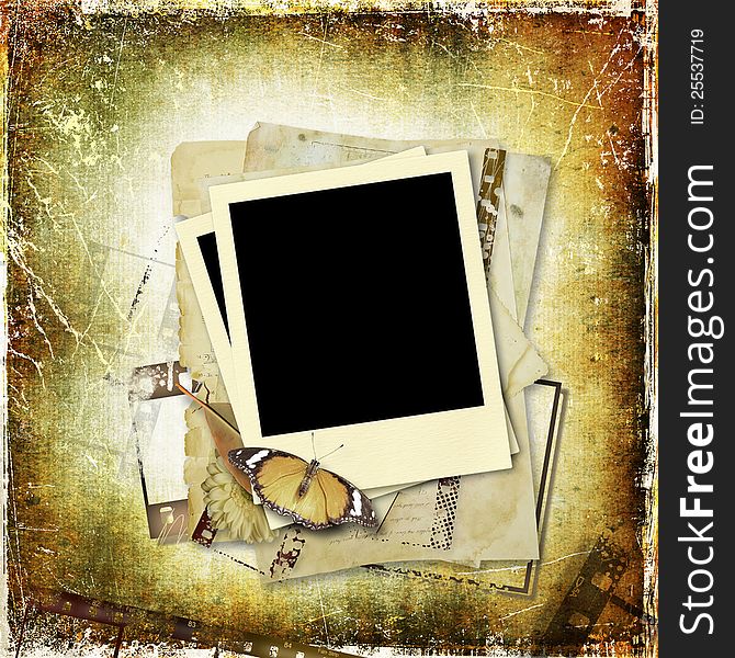 Vintage background with photo-frame.page family album. Vintage background with photo-frame.page family album