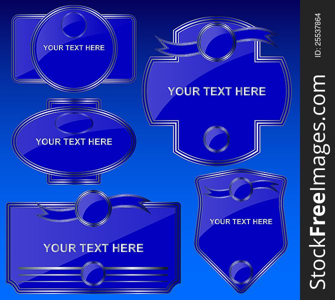 A vector labels set on blue background