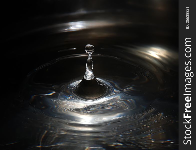 A small drop of water on the water surface