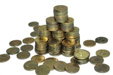 Financial Pyramid Of Five Roubles Coins Royalty Free Stock Photo Financial Pyramid Of Five Roubles Coins Royalty Free Stock Photo